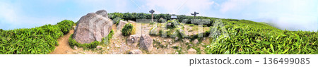 Panoramic photo of the summit of Mount Daruma in summer on the Izu Peninsula's Izuyama Ridge Trail Panoramic photo of the summit of Mount Daruma in summer on the Izu Peninsula's Izuyama Ridge Trail 136499085