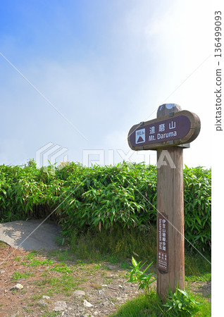 Izu Peninsula's Izuyama Ridge Trail: Summer at the summit of Mount Daruma Copy space Izu Peninsula's Izuyama Ridge Trail: Summer at the summit of Mount Daruma Copy space 136499093