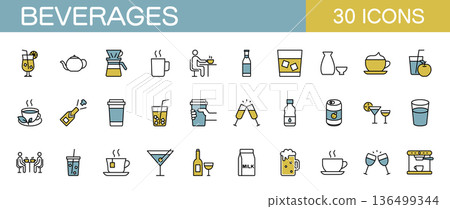 Drinks icon set (color) Drinks icon set (color) 136499344