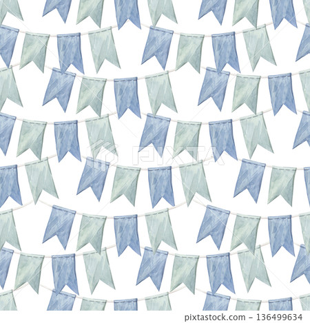 Watercolor seamless pattern with garlands of flags Watercolor seamless pattern with garlands of flags 136499634