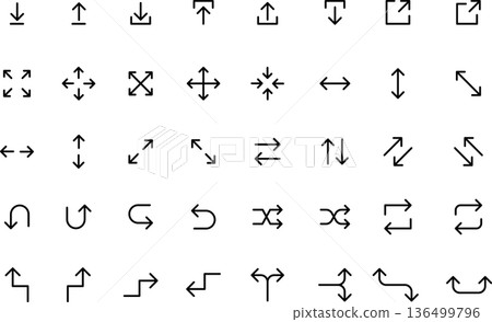 Editable line icon illustration of arrows 2 Editable line icon illustration of arrows 2 136499796