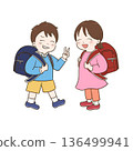Illustration of an elementary school student carrying a school bag 136499941