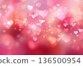 Valentine's pink background with heart shaped bokeh lights 136500954