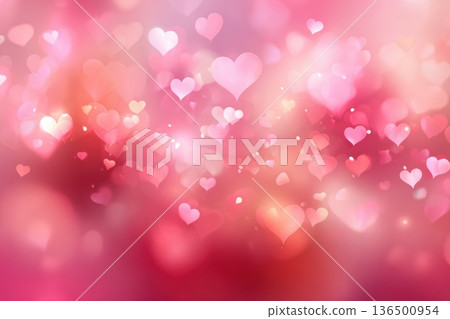 Valentine's pink background with heart shaped bokeh lights Valentine's pink background with heart shaped bokeh lights 136500954