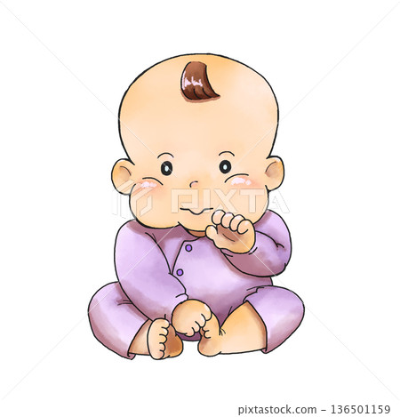 坐著的嬰兒，小嘴巴 136501159