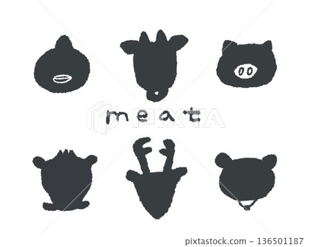 手繪插圖和肉類圖案，在設計時可輕鬆用作圖標和符號標記。 136501187