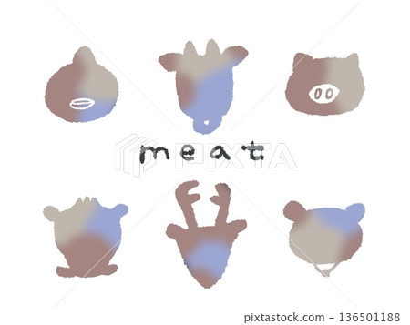 色彩鮮豔的手繪肉類插圖,可用作設計中的圖標或符號標誌。 色彩鮮豔的手繪肉類插圖,可用作設計中的圖標或符號標誌。 136501188