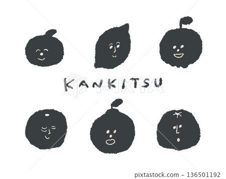 Expressive hand-drawn illustrations of citrus fruits that are easy to use as icons or symbol marks when designing. 136501192