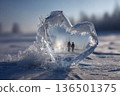 crystal ice heart on snow on february 14th 136501375