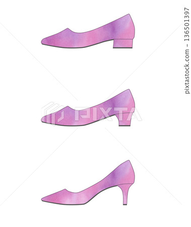 Comparison illustration of pumps (watercolor texture) Comparison illustration of pumps (watercolor texture) 136501397