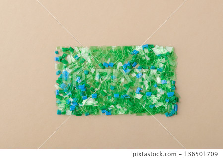 Green and blue plastic microplastics creating pollution concept background Green and blue plastic microplastics creating pollution concept background 136501709