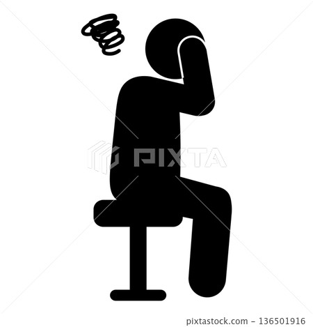 一個憂心忡忡的人坐在椅子上的象形圖 136501916