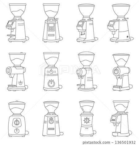 Professional Electric Coffee Grinder Line Art Collection 136501932