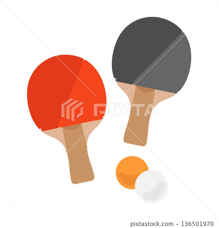 Table tennis racket and ping pong ball illustration Table tennis racket and ping pong ball illustration 136501970