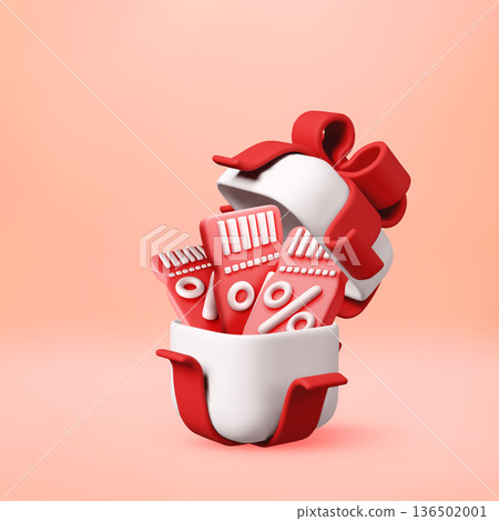 3D Red discount coupon with percentage symbols 3D Red discount coupon with percentage symbols 136502001