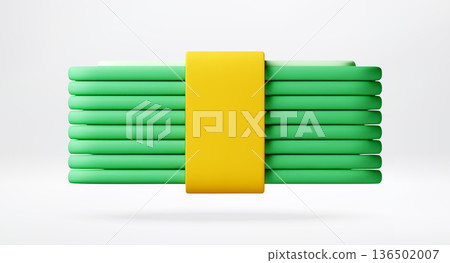 3D Stack of green paper currency 3D Stack of green paper currency 136502007