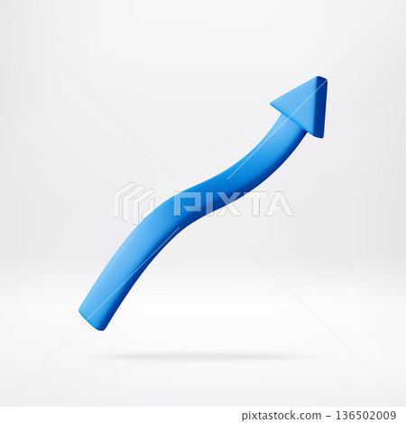 3D Blue arrow rising upward showing growth 3D Blue arrow rising upward showing growth 136502009