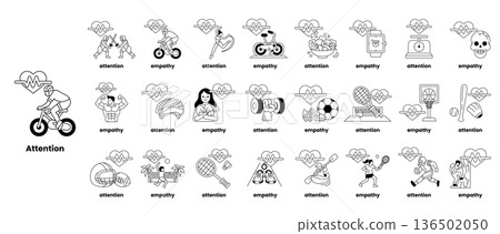 A black and white image of a man riding a bike with a girl on a scooter 136502050