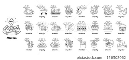 The image is a series of black and white drawings of various things 136502062