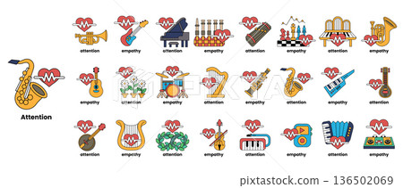 A collection of musical instruments and their names 136502069