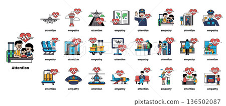 A collection of images with hearts and words like "attitude" 136502087