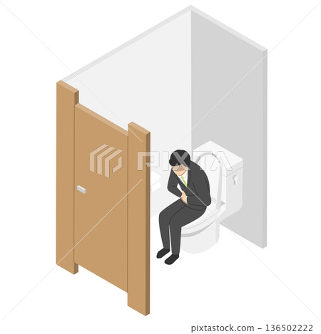 等距視角下的男性辦公室職員在廁所隔間裡痛苦不堪 等距視角下的男性辦公室職員在廁所隔間裡痛苦不堪 136502222