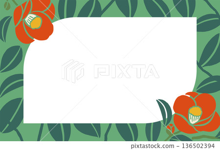 山茶花向量插圖邊框(無文字)| 日本印刷品和日式設計素材 山茶花向量插圖邊框(無文字)| 日本印刷品和日式設計素材 136502394