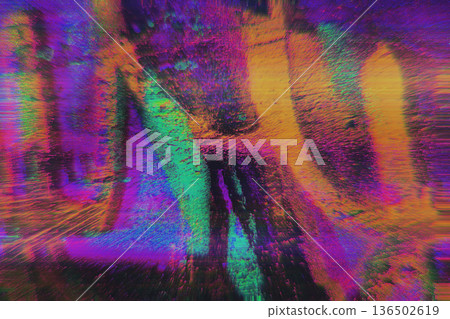 Glitch Abstract Digital Noise Pattern in Purple, Orange, Cyan for Retro 80s, Cyberpunk Aesthetic Glitch Abstract Digital Noise Pattern in Purple, Orange, Cyan for Retro 80s, Cyberpunk Aesthetic 136502619
