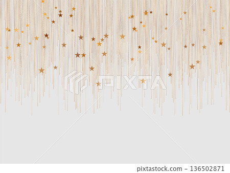 Golden hanging stars and minimal dotted lines abstract background 136502871
