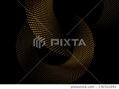 Shiny golden halftones dotted particles abstract sparkling circles background 136502894