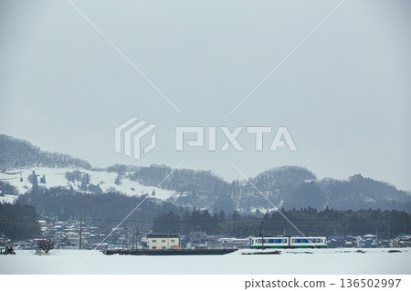 Fukubu Line running through the snow Fukubu Line running through the snow 136502997