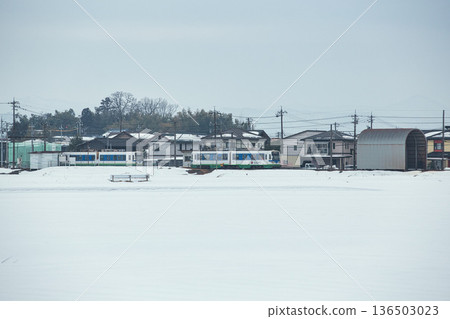 Fukubu Line running through the snow Fukubu Line running through the snow 136503023