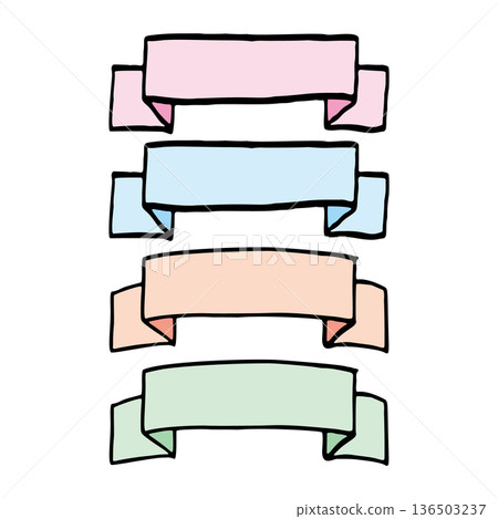 A set of simple and cute hand-drawn ribbon frames 136503237