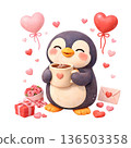 Cute penguin with cup of coffee 136503358