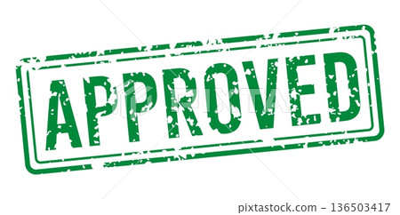 Red rubber stamp with Approved text in grunge style, round double border design, distressed vector typography isolated on transparent background for documents, approvals, certifications, and business Red rubber stamp with Approved text in grunge style, round double border design, distressed vector typography isolated on transparent background for documents, approvals, certifications, and business 136503417