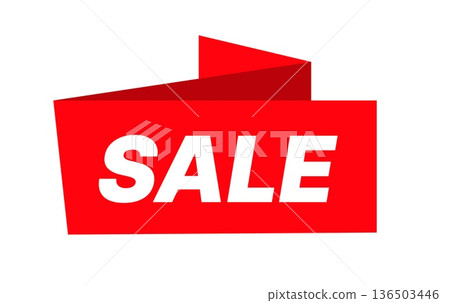 Red sale banner label for discounts and promotions, clean and eye catching vector design suitable for advertising, retail marketing, online shops, social media, posters, flyers, and commercial layouts Red sale banner label for discounts and promotions, clean and eye catching vector design suitable for advertising, retail marketing, online shops, social media, posters, flyers, and commercial layouts 136503446