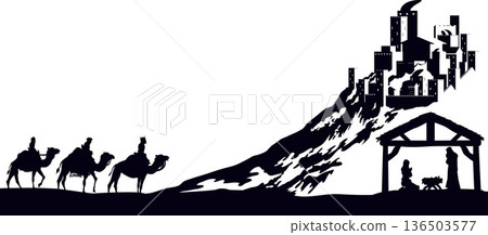 Christmas Nativity Scene Bethlehem Manger Wise Men Christmas Nativity Scene Bethlehem Manger Wise Men 136503577