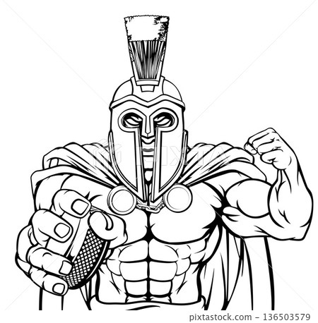 Spartan Trojan Man Ice Hockey Team Sports Mascot Spartan Trojan Man Ice Hockey Team Sports Mascot 136503579