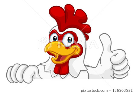 Chicken Rooster Cockerel Bird Cartoon Character 136503581