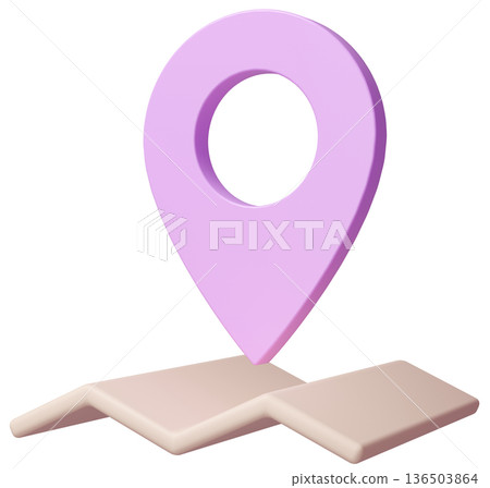 3D影像地圖圖釘_紫色 136503864