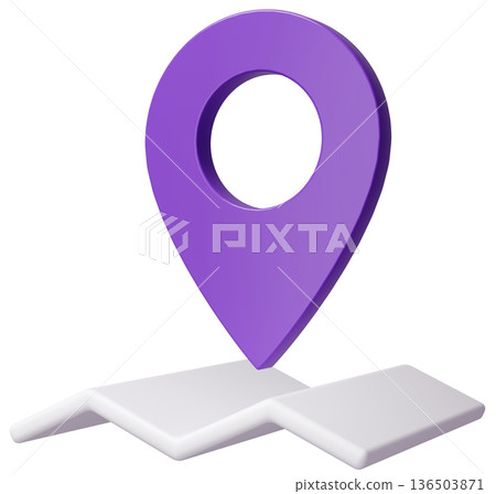 3D影像地圖圖釘_紫色 136503871