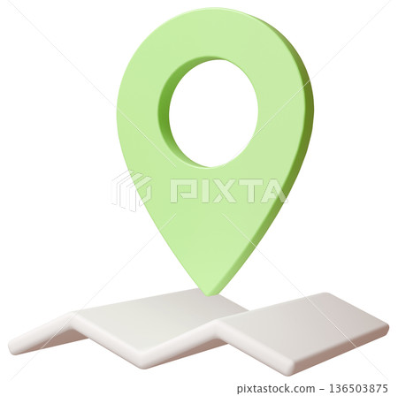 3D影像地圖圖釘黃綠色 136503875