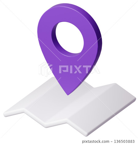 3D影像地圖圖釘_紫色 3D影像地圖圖釘_紫色 136503883