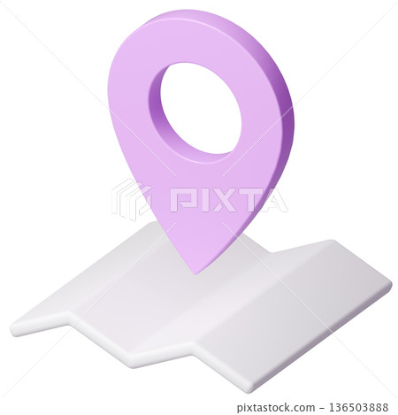 3D影像地圖圖釘_紫色 136503888