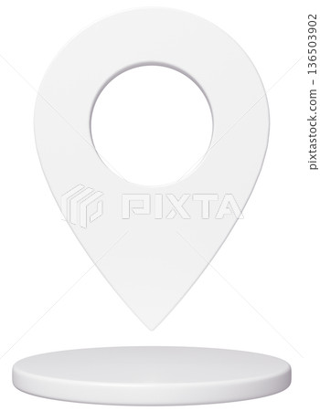 3D image_map pin_white 3D image_map pin_white 136503902