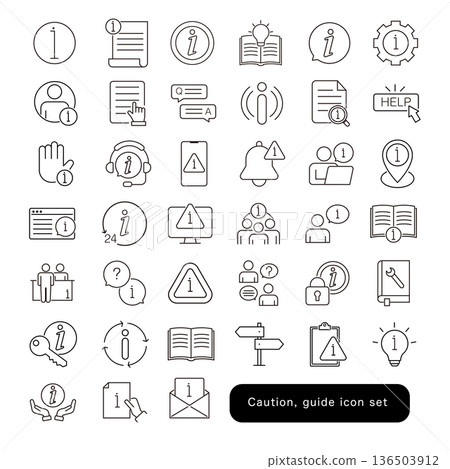 Caution, guide, manual icon set 136503912