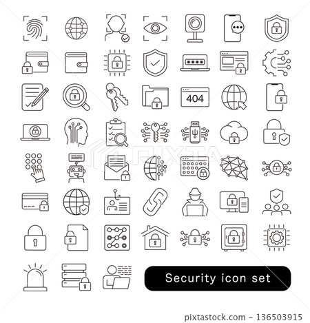Security, crime prevention, and information protection icon set Security, crime prevention, and information protection icon set 136503915