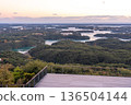 Shima City, Mie Prefecture: Evening view of Ago Bay from Yokoyama Observatory, where you can see the beautiful ria coastline 136504144