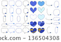 Blue and light blue heart speech bubble set (recommended for events such as White Day and Father's Day) 136504308