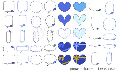 Blue and light blue heart speech bubble set (recommended for events such as White Day and Father's Day) Blue and light blue heart speech bubble set (recommended for events such as White Day and Father's Day) 136504308